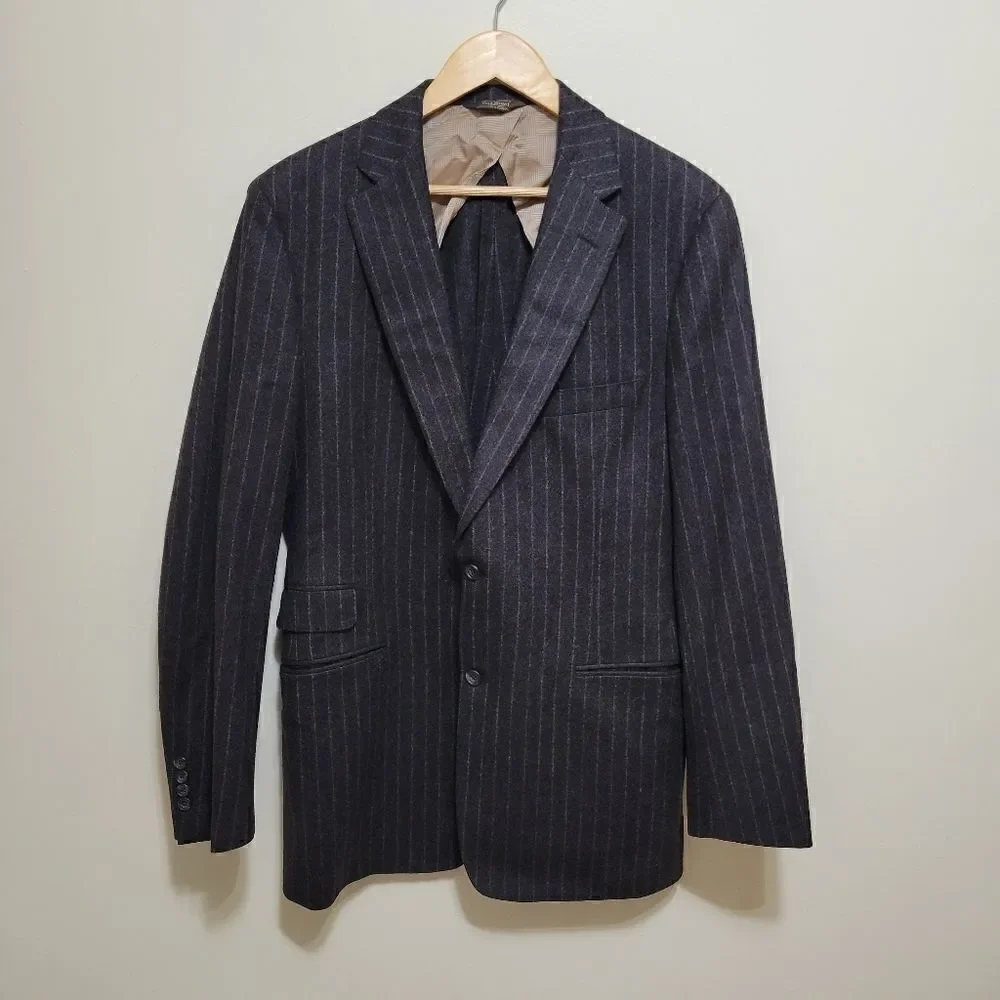 Paul Stuart Wool Blazer Dark Gray Striped Size 41 XL